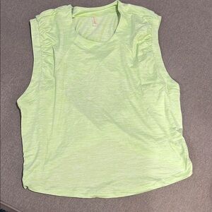 Free People Green Ruffled Muscle Tee
